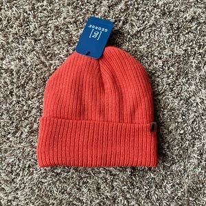 Fleece-lined Ribbed Beanie in Orange